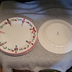 Sur La Table Nutcracker Dinner Plates with Red and Green Design